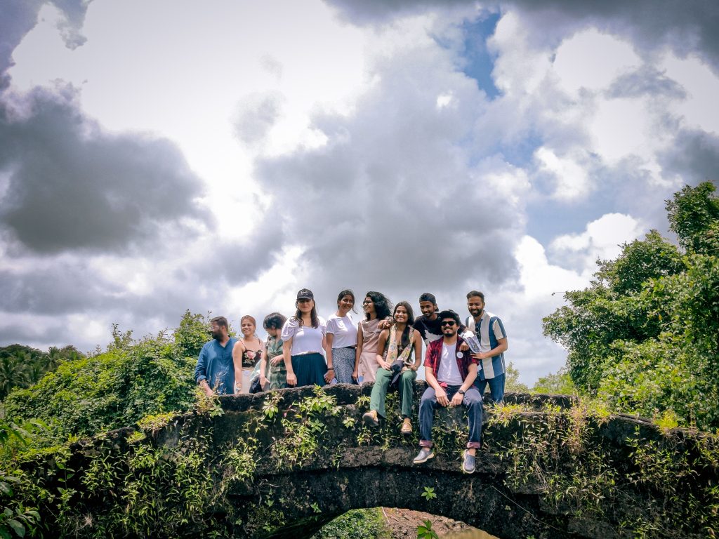 A group exploring offbeat Goa during the rainy season in Rachol.