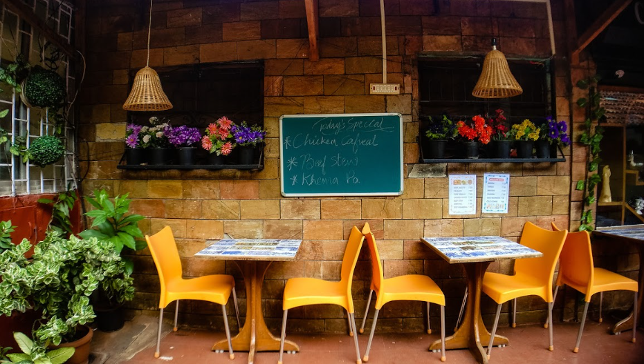 The image shows a local cafe in Panjim Goa India