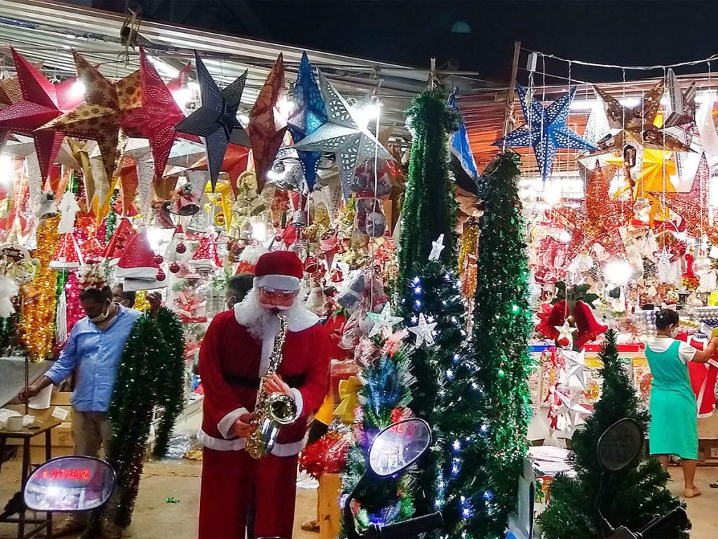 The image shows Christmas market Christmas in Goa